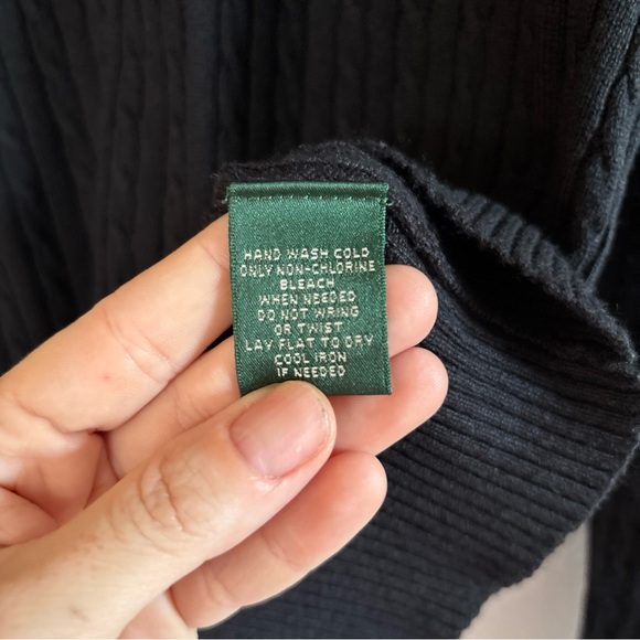 Lauren Ralph Lauren Womens XL Silk Cashmere Sweater Black Mock Layer Career Top - Picture 5 of 8